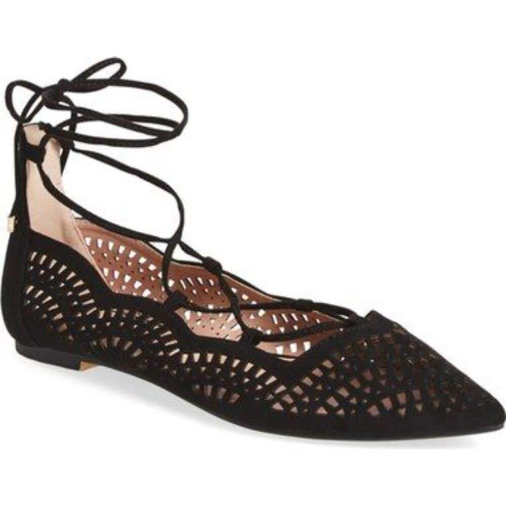 Topshop Lasercut Lace Up Ballet Flats
